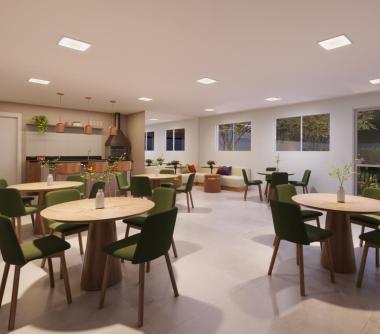 Perspectiva artística do salão de festas