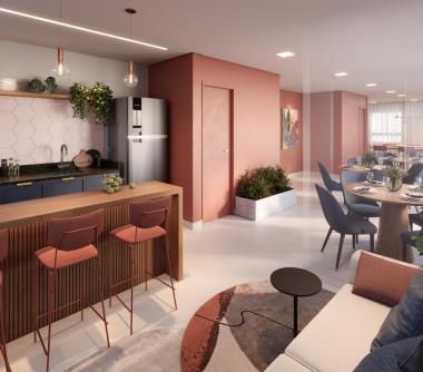 Perspectiva artística do salão de festas