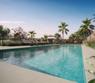 Perspectiva artística da piscina