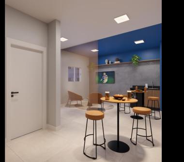 Perspectiva artística do espaço bar