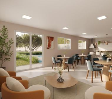 Perspectiva artística do salão de festas