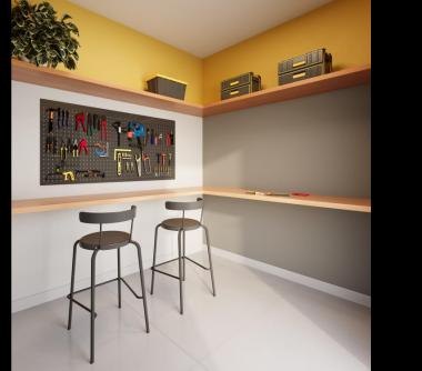 Perspectiva artística do espaço bricolagem