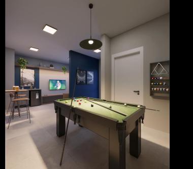 Perspectiva artística do salão de jogos